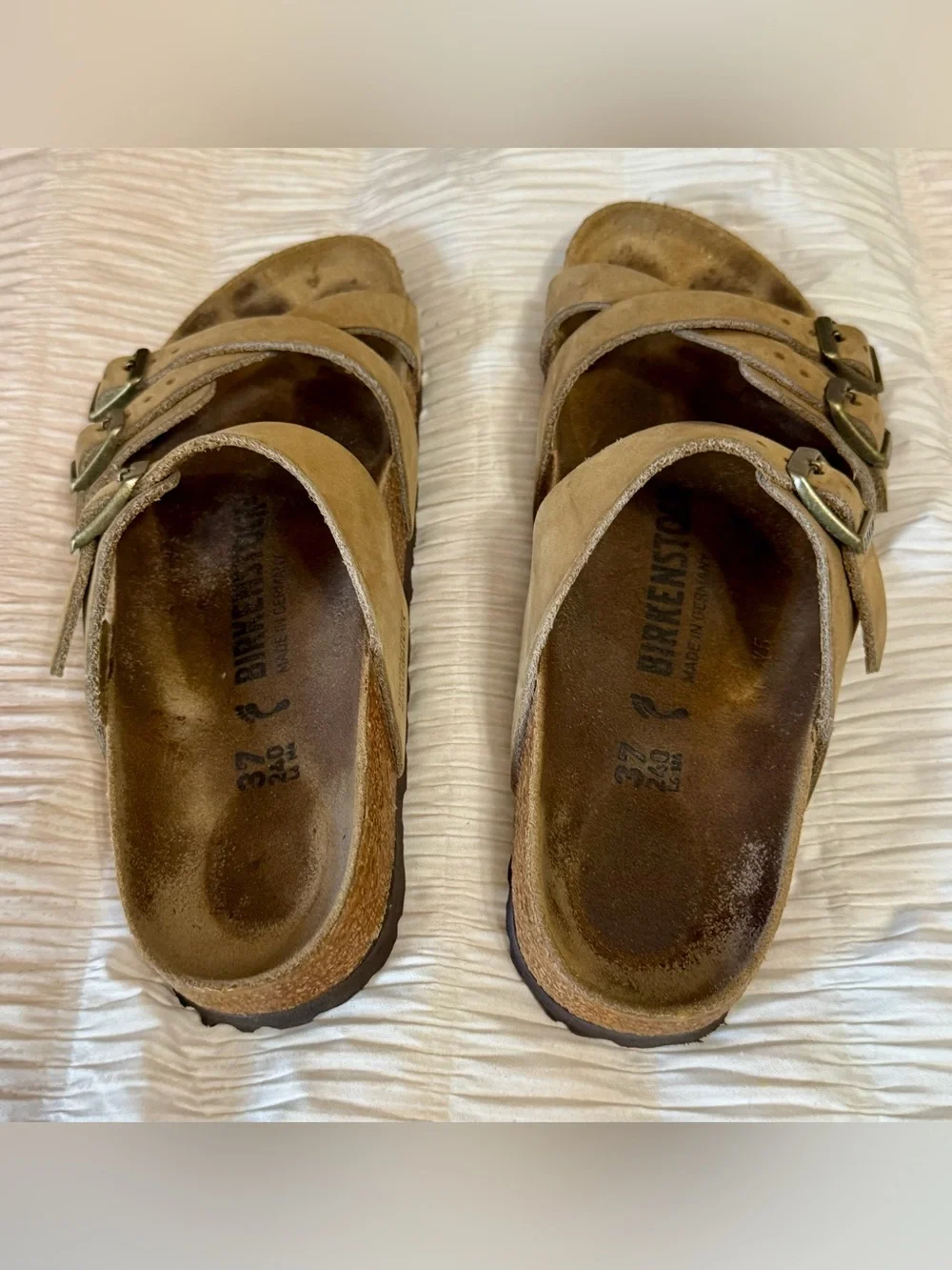 Birkenstock Suede Crisscross Strap Sandals in Tan